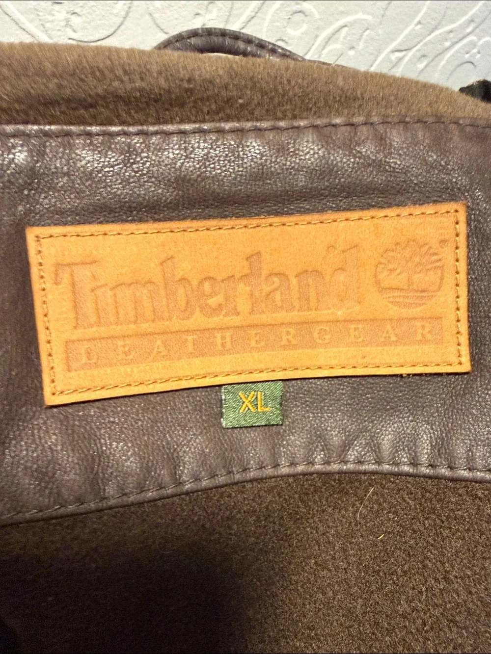 Vintage Timberland Two-Tone Brown Leather Bomber Jacket